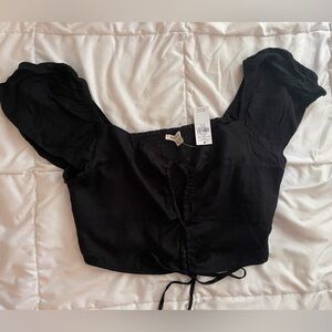 American Eagle Cut-Out Flutter Sleeve Crop Top